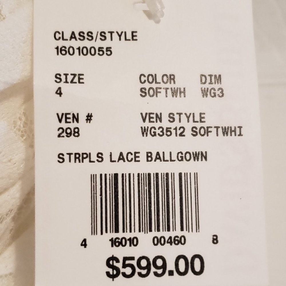 David's Bridal Galina Ballgown Wedding Dress. Sz 4. Soft White - Picture 3 of 5